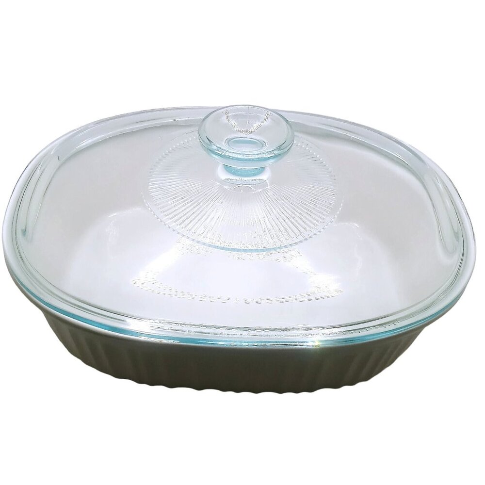 CorningWare Baking Casserole Dish Stoneware French White Pyrex Lid 1.5 Qt Oval
